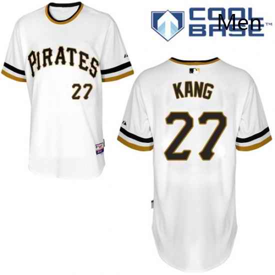 Mens Majestic Pittsburgh Pirates 27 Jung ho Kang Authentic White Alternate 2 Cool Base MLB Jersey